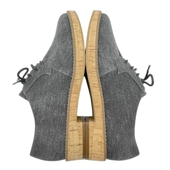 14th & Union Gray Linen Canvas Cork Oxford Lace-Up Loafer Shoe Women's Size 8.5 - Picture 11 of 15